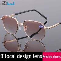 Zilead Reading Glasses Women Men Far And Near Bifocal Presbyopic Eyewear Double light Metal Hyperopia Eyeglasses 1.5 2.0 2.5 3.0