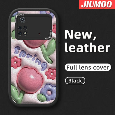 เคส JIUMOO สำหรับ Xiaomi Poco M4 Pro 5G Redmi Note 11T 5G Note 11S 5G เคสลายการ์ตูนดอกไม้น่ารัก3มิติใหม่เคสใส่โทรศัพท์หนังกันกระแทกเคสนิ่มซิลิโคนเลนส์กล้องถ่ายรูปเคสป้องกันรวมทุกอย่าง