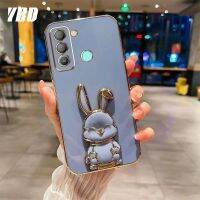 YBDเคสโทรศัพท์ใหม่สไตล์เข้ากันได้สำหรับ infinix Tecno POP 5 LTE BD4 BD4i BD4a เคสการ์ตูนน่ารัก3Dลายกระต่ายยิ้มกรอบนุ่มขาตั้งพับได้