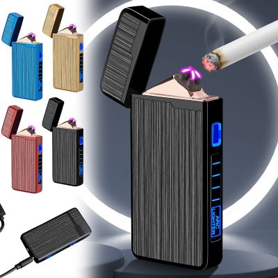 ZZOOI Double Arc Usb Charging Electric Lighter With Led Battery Display Mini Dual Plsma Electronic Lighter Drop Shipping