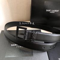 Saint Laurent เข็มขัดหนังวัวแท้ หัวเข็มขัดทองแดง กว้าง 3.0 ซม. สไตล์ใหม่ สําหรับผู้หญิง