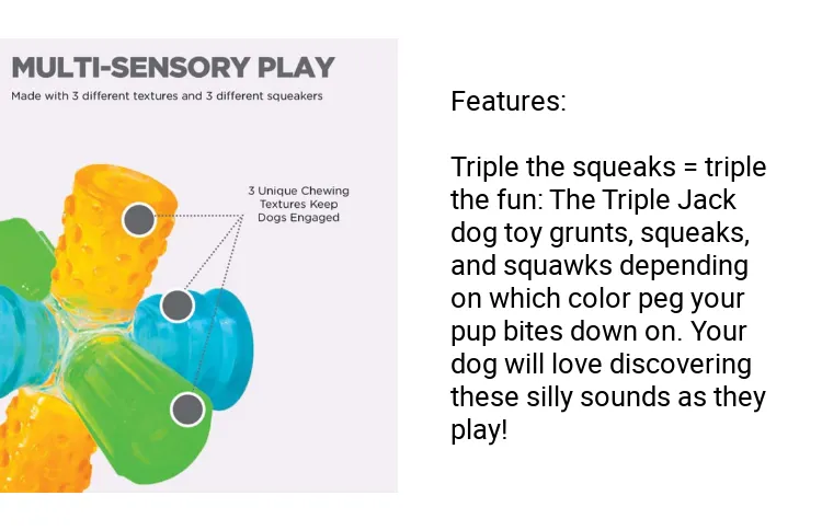 Triple Jack, Multi-Squeak Dog Toy