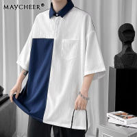 MAYCHEER เสื้อยืดผู้ชายแขนสั้นสําหรับผู้ชายแขนสั้นคู่เสื้อโปโลผู้ชาย