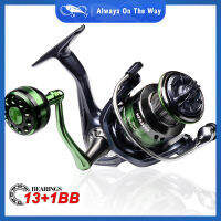 Ultralight Spinning Fishing Reel อัตราทดเกียร์5.2:1 13 + 1bb Max Drag Power Fishing Tackle พร้อมที่จับโลหะ