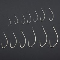 100Pcs/lot Long Shank Barbed Fish Hook High Carbon Fishing Hooks Carp Hook Flattened Handle 1-10 White Fox Fishing Accessories Accessories