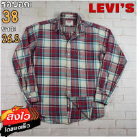 Levis®แท้ อก 38 เสื้อเชิ้ตผู้ชาย ลีวายส์ สีแดง เสื้อแขนยาว เนื้อผ้าดี