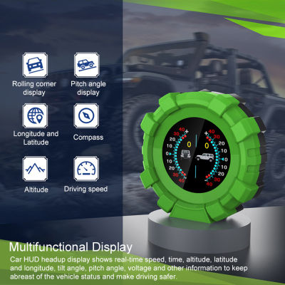 จอแสดงผล HUD สำหรับรถยนต์,มาตรวัดความเร็วด้วย GPS ดิจิตอล LCD มัลติฟังก์ชันมาตรวัดเครื่องวัดความชันมุมด้วยมุมเอียง/มุมพิทช์/ลองจิจูด/Latitudespeed/ ความสูง/เข็มทิศ/จอแสดงแรงดันไฟฟ้ารองรับเซ็นเซอร์วัดแสงแจ้งเตือนความเมื่อยล้าจากการขับรถกล่องแจ้งเตือนความเร