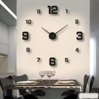 ZZOOI 3D DIY Acrylic Simple Sticker Decoration Living Room Mute Digital Wall Clock Creative Modern Home Living Room Decoration Sticker