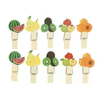 10 Pcs/lot Varius Delicious Fruit Wooden Clip Photo Paper Clothespin Craft Clips Party Decoration Clip With Hemp Rope Clips Pins Tacks