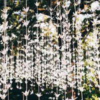 100Pcs White Origami Paper Crane Hanging for White Wedding Party DIY Decorations Bridal Shower Engagement Origami Birds Streamer