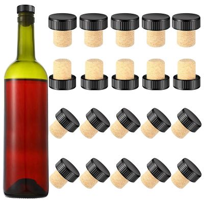 24 Pieces Cork Plugs Cork Stoppers Tasting Corks T-Shape Wine Corks with Top Wooden Wine Bottle Stopper Bottle Plugs