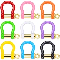 Juya 2 4Pcs/Lot DIY Colorful Enamel U-Shaped Pendant Fasteners Carabiner Screw Clasps Accessories For Handmade Jewelry Making