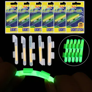 2x LED Night Fishing Rod Tip Clip Green Glow Stick Alarm Fishing Bite Float  Rod