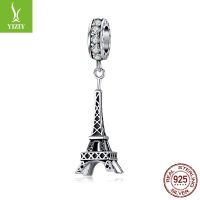 [COD] posture rhyme new s925 silver hollow iron tower pendant retro romantic building bracelet beaded BSC154