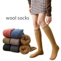 Winter Womens Merino Wool High Knee Long Socks Thick Warm Harajuku R Compression Female Cashmere Stockings