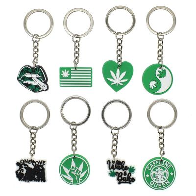 1PCS NEW Arrival Cartoon Weed Icon Key Chain Soft PVC Key Pendant Fashion Jewelry Smoking Series Backpack Decor DIY Key Chains