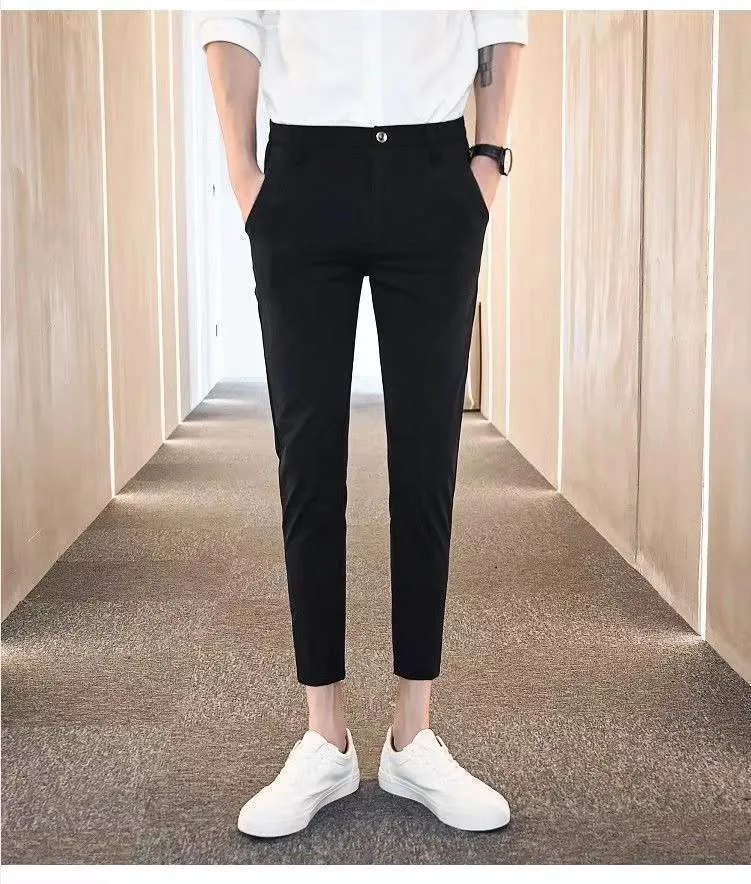 Korean Slim Fit Men Dress Pants Fashion Vertical Stripes, 41% OFF