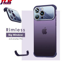 JLK หน้าต่างขนาดใหญ่หรูตัวป้องกันเลนสสำหรับ iPhone 15 14 13 Pro Max 12สี่มุมขอบแผ่นเคส TPU กันกระแทก True ไร้ขอบ