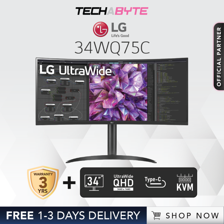 LG UltraWide 34WQ75C | 34'' QHD | USB-C | IPS Curved Monitor