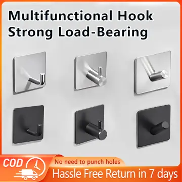 10 pcs Stainless Steel Hook Holder Wall Hook Hanger Heavy Duty Sticky Hook  Hanging Hook For Bathroom Kitchen