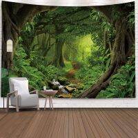 Natural 3D Waterfall Tapestry Beach Towel Landscape Primeval Forest Stream Printing Wall Carpet Yoga Mat Home Art Tapestry Decor