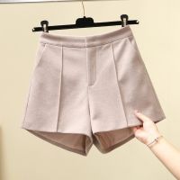 Newest Fashion Women Shorts Autumn Casual All-match Woolen Shorts Korean High Waist Wide Leg Shorts Lady