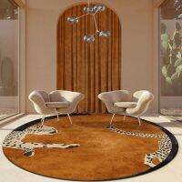 【hot】✺✿  Leopard Print Bedroom Round Rug Fluffy Soft Carpets for Room Minimalist Non-slip Floor