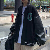 Black G Women American Baseball Bomber Students Racer Zip Up Baseball Uniform Jackets Couple Harajuku Hip Hop Streetwear Clothes