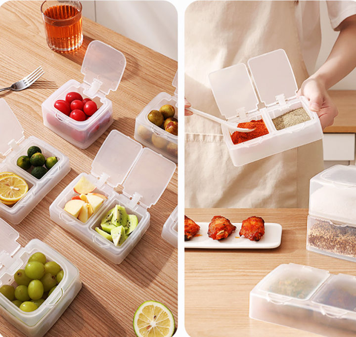 spice-storage-box-fruit-packaging-box-double-compartment-packaging-box-dried-fruit-packaging-box-sealed-preservation-box-transparent-flip-seasoning-box-flip-preservation-box