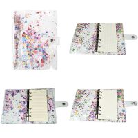 C1FB A5 A6 Glitter Sequins Loose Leaf Binder Notebook Cover Transparent 6 Rings File Folder Stationery Office Supplies