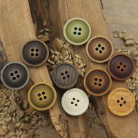 10pcs Green Retro Polyester Wood Imitation Buttons For Clothing Spring Sewing Accessories Antique Windbreaker Overcoat Button Haberdashery