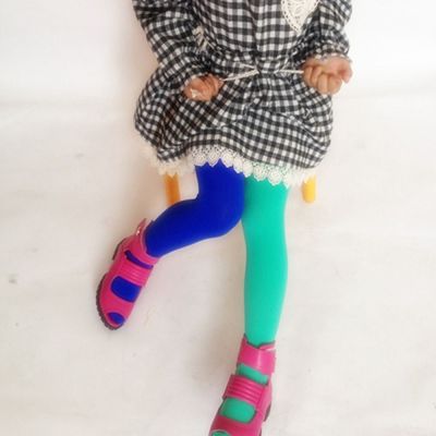 KELANSI ถุงเท้ายาวถึงเข่าแฟชั่นแบบไม่ลื่นถุงน่องไนลอนแบบสองสีสวมใส่สบายสำหรับเด็กถุงน่องสไตล์เกาหลี