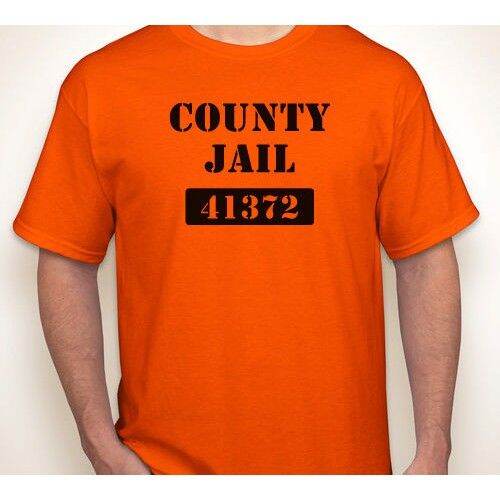 County Jail State Prison Prisoner Inmate Halloween Costume Orange T