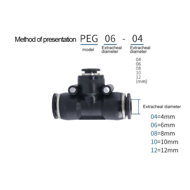 qdlj-black-1pc-peg-series-pneumatic-fitting-t-type-one-touch-push-in-quick-fittings