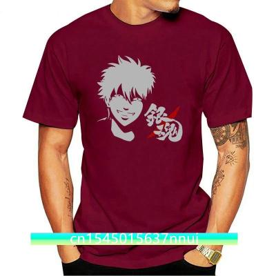 Gintama Funny Anime Basic Cotton Black Tshirt Size Cartoon T Shirt Men Tshirt