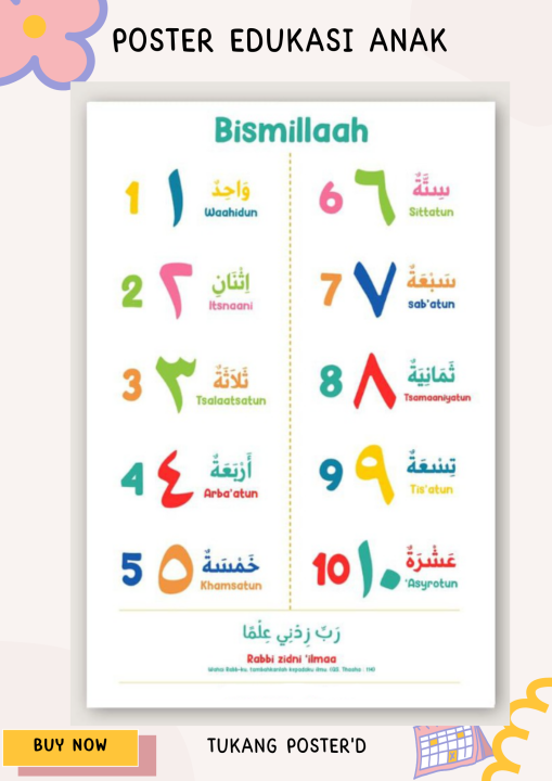 Poster Edukasi Anak / Mengenal Angka Dalam Bahasa Arab | Lazada Indonesia