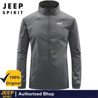 JEEP SPIRIT ชุดป้องกันแสงแดดผ้าไหมน้ำแข็งสำหรับผู้ชาย,ใหม่ฤดูร้อนตกปลากลางแจ้งป้องกันรังสียูวีชุดป้องกันแสงแดดสำหรับแจ็คเก็ตแบบระบายอากาศได้น้ำหนักเบาของผู้ชาย