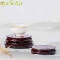 10/12/14cm Diameter Wood Carving Round Stand Base Rotate Vase Base Stone Crafts Temple Teapot Home Decoration Zen Ornaments