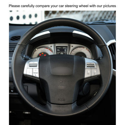 Hand-stitched Black Suede Steering Wheel Cover for Isuzu D-Max MU-X 2013-2020 Holden Colorado AU 2012-2014 2015 2016 2017-2019