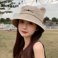 HOT★Cat Whisker Woman Bucket Hat Cute Ears Girls Panama Cap Summer Outdoor Hiking Beach Fishing Caps Female Sunscreen Plain Sunhat