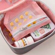 Sơ Cứu ngoài trời Túi công cụ du lịch nhà cắm trại xách tay mini hồng Túi