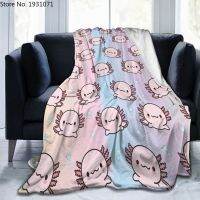 Cute Axolotl 3D Flannel Blanket Salamander Animal Thin Blanket Flannel Portable Home Travel Office Blanket