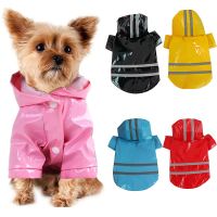 【LZ】 Pets Dog Clothes Hooded Raincoats Reflective Strip Dogs Rain Coat Jackets Outdoor PU waterproof Dog Clothes for Small Dogs Cats