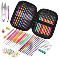 ☂❁ KRABALL Crochet Hooks Set DIY Steel Knitting Needles Stitches Knit Craft Scissors Markers Weaving Sewing Accessories Tools