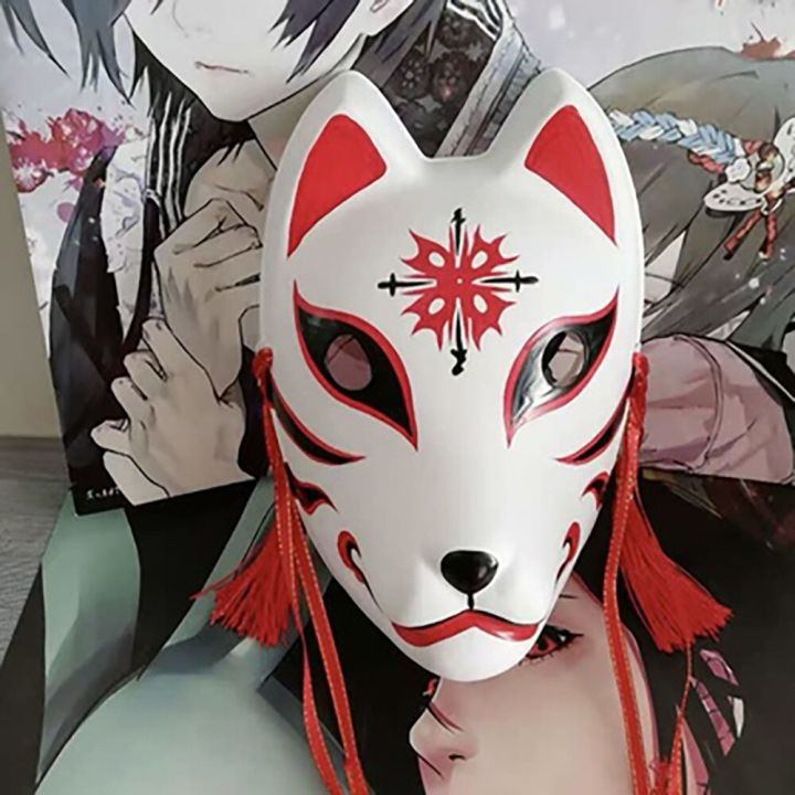 มือทาสีปรับปรุง-anbu-หน้ากากญี่ปุ่น-kitsune-ฟ็อกซ์หน้ากากเต็มใบหน้าหนาพีวีซีสำหรับเครื่องแต่งกายคอสเพลย์