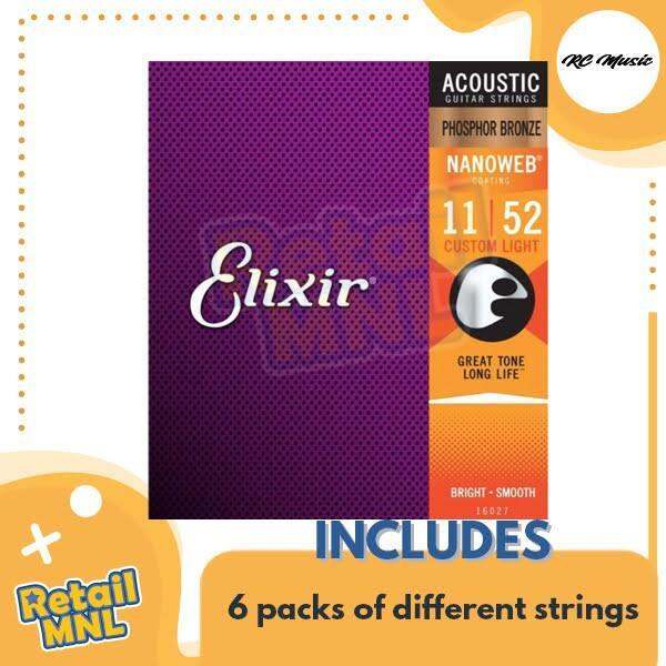 Retailmnl Elixir 16027 Phosphor Bronze Nanoweb Coated Acoustic Guitar