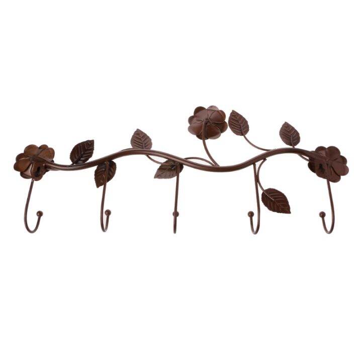 vintage-iron-rose-leaves-hook-coat-hat-bag-hanger-organizer-holder-wall-decor-0308-dropshipping