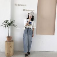 Round Buckle Ring Belt 28546 Korean Distressed Niche Design Vintage Denim Casual Pants Women