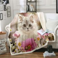 Cute Sleeping Cat 3D-printed Wool Blanket Picnic Extra Thick Fashion Sheets Cats Pet Children Kids Sherpa Throw Blankets