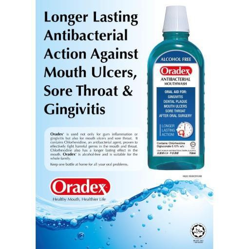 New Oradex Antibacterial Mouthwash 400ml 90ml Lazada